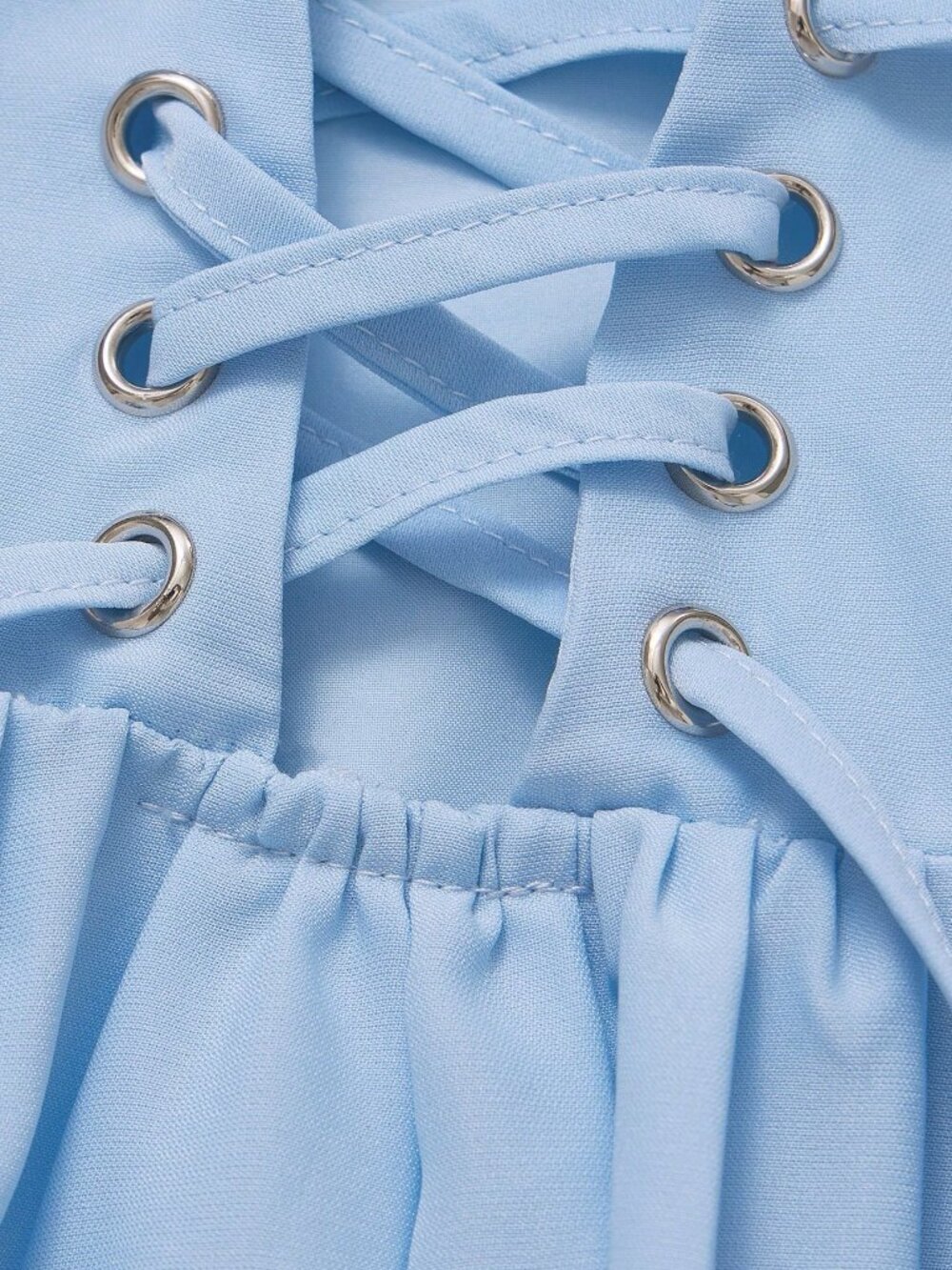 Blue Elegant Women's Romantic Fitted Pleated Dress - Picture 8 of 9